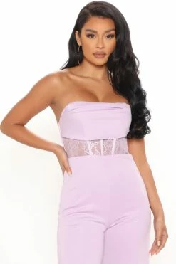 Fashion Nova Can't Fool Me Jumpsuit - Lavender Wide Leg Jumpsuits