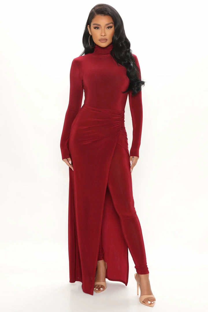 Fashion Nova Skinny Leg Jumpsuits Kimberly Jumpsuit Set - Burgundy