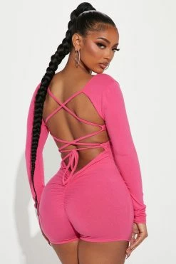 Fashion Nova Biker Baby Romper - Pink
