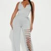 Fashion Nova Torn Between You Jumpsuit - Heather Grey Jumpsuits