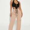 Fashion Nova Felicia Cargo Jumpsuit - Black/Brown
