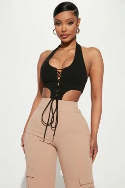 Fashion Nova Felicia Cargo Jumpsuit - Black/Brown