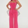 Fashion Nova Sadie Slinky Jumpsuit - Fuchsia