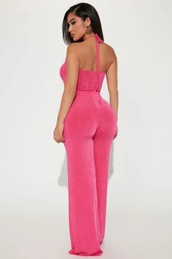Fashion Nova Sadie Slinky Jumpsuit - Fuchsia