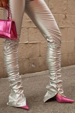 Fashion Nova Future Hottie Metallic Jumpsuit - Silver Jumpsuits