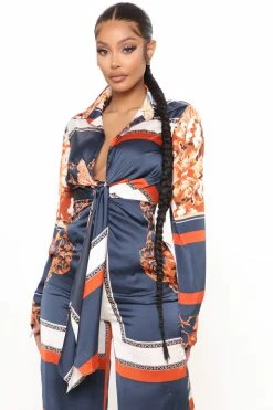 Fashion Nova St Tropez Printed Jumpsuit - Navy/Multi
