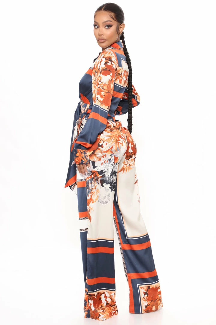 Fashion Nova St Tropez Printed Jumpsuit - Navy/Multi