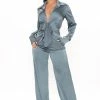Fashion Nova Fabulosity Stretch Satin Jumpsuit - Teal