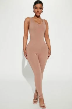 Fashion Nova Krystal Seamless Jumpsuit - Taupe