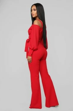 Fashion Nova Falling For Your Charm Jumpsuit - Red Jumpsuits