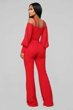 Fashion Nova Falling For Your Charm Jumpsuit - Red Jumpsuits