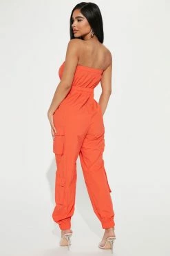 Fashion Nova Jumpsuits Catalina Cargo Jumpsuit - Orange