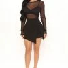 Fashion Nova Rompers Blurred Lines Mesh Romper - Black