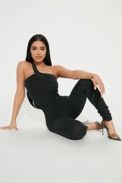 Fashion Nova Jumpsuits Mila Mineral Wash Jumpsuit - Black