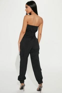 Fashion Nova Catalina Cargo Jumpsuit - Black Jumpsuits
