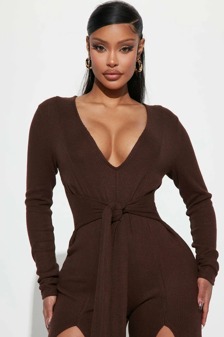 Fashion Nova Jumpsuits Ramina Rib Jumpsuit - Brown