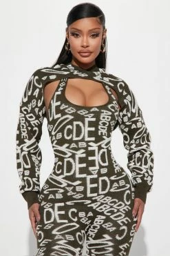 Fashion Nova ABCDEFG Jumpsuit Set - Olive Jumpsuits