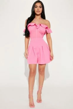 Fashion Nova Rompers St. Lucia Halter Romper - Pink
