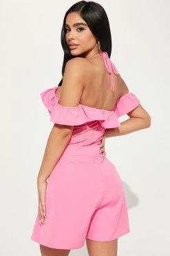 Fashion Nova Rompers St. Lucia Halter Romper - Pink