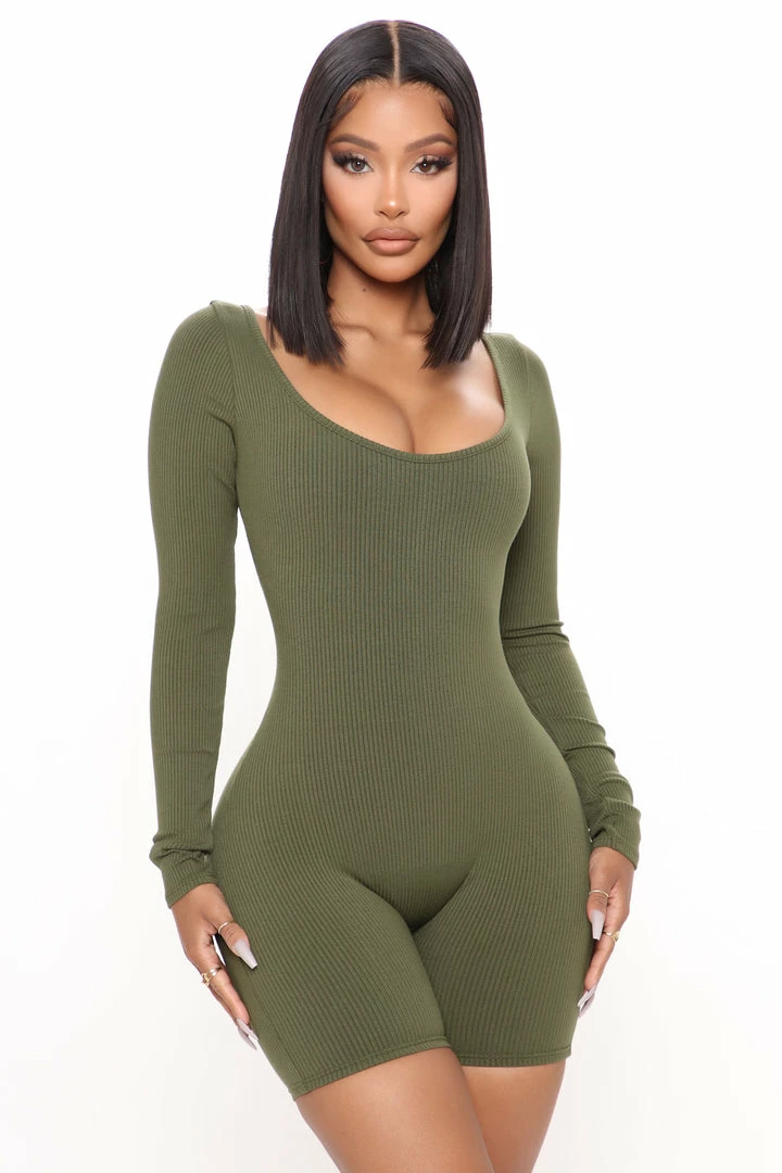 Fashion Nova Rompers Daisy Snatched Romper - Olive
