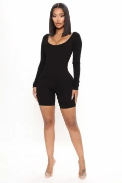 Fashion Nova Daisy Snatched Romper - Black Rompers