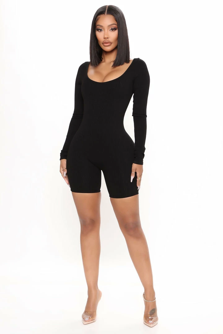 Fashion Nova Daisy Snatched Romper - Black Rompers