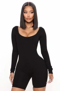 Fashion Nova Daisy Snatched Romper - Black Rompers