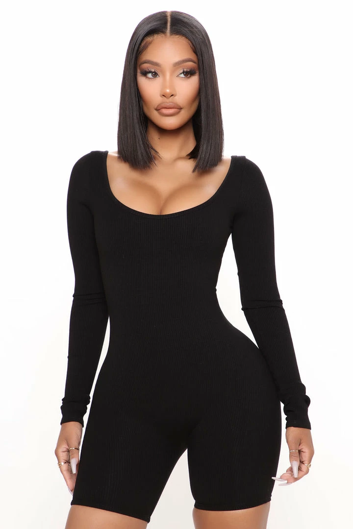 Fashion Nova Daisy Snatched Romper - Black Rompers