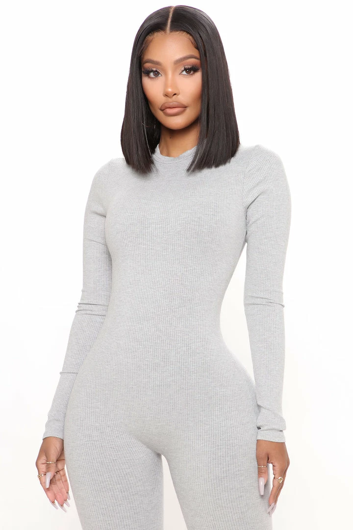 Fashion Nova Maribel Snatched Jumpsuit - Heather Grey Jumpsuits