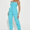 Fashion Nova Catalina Cargo Jumpsuit - Aqua