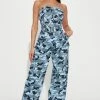 Fashion Nova Rachel Cargo Camo Jumpsuit - Navy/combo