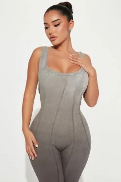 Fashion Nova Jumpsuits Erica Ombre Rib Jumpsuit - Black