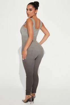 Fashion Nova Jumpsuits Erica Ombre Rib Jumpsuit - Black