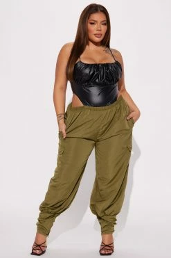 Fashion Nova She's A Ten Cargo Jumpsuit - Black/Green