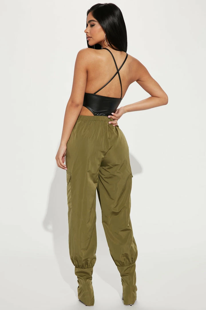 Fashion Nova She's A Ten Cargo Jumpsuit - Black/Green