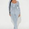 Fashion Nova Seattle Ribbed Jumpsuit - Blue Jumpsuits