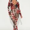 Fashion Nova All The Kisses Mesh Jumpsuit - Black/Red
