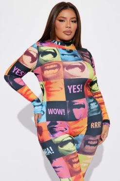 Fashion Nova Jumpsuits Let's Talk Jumpsuit - Multi Color