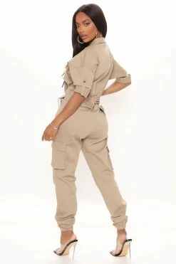 Fashion Nova Bootcamp Solid Jumpsuit - Khaki/combo