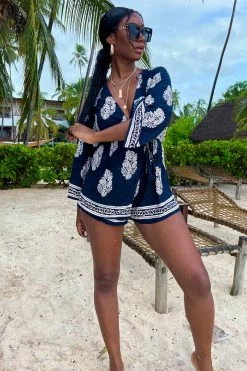 Fashion Nova Rompers Abby Romper - Navy