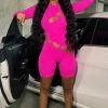 Fashion Nova Rompers Abigail Cut Out Romper - Neon Pink