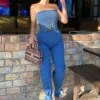 Fashion Nova Wide Leg Jumpsuits About To Glow Denim Jumpsuit - Medium Wash