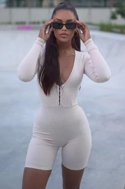 Fashion Nova Rompers Addison Snatched Romper - Cream