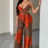Fashion Nova All About Me Leopard Jumpsuit - Orange/combo Jumpsuits