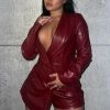 Fashion Nova Rompers Anabella Faux Leather Romper - Wine
