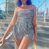 Fashion Nova Rompers Anchors Up Striped Romper - Black/White