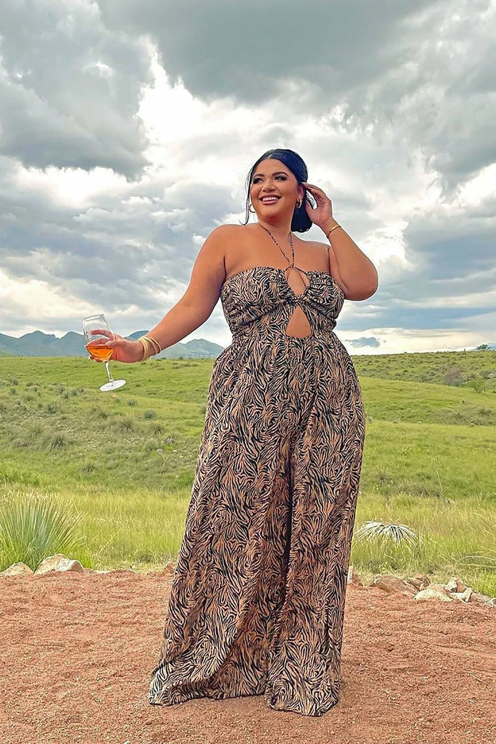 Fashion Nova Animal Behavior Sleeveless Jumpsuit - Black/Brown