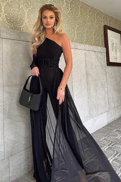 Fashion Nova Better Be Sure Mesh Jumpsuit - Black