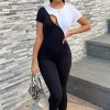Fashion Nova Built In Comfort Color Block Jumpsuit - Black/White Jumpsuits