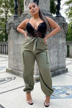Fashion Nova Can't Forget It Cargo Jumpsuit - Black/Olive Jumpsuits
